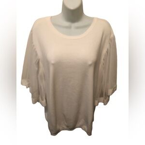 Calligraphie Scoop Neck Sweater Sz. XL Flutter Sheer Puff Sleeve Viscose Career